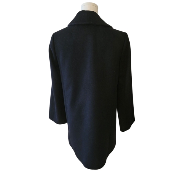 J. Crew Black Wool Ruffle Front Coat Size 8 Petite - Picture 5 of 6